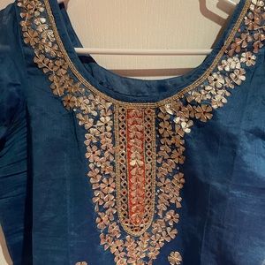 Long fine linen tunic with silver gota patti embroidery. Never worn.